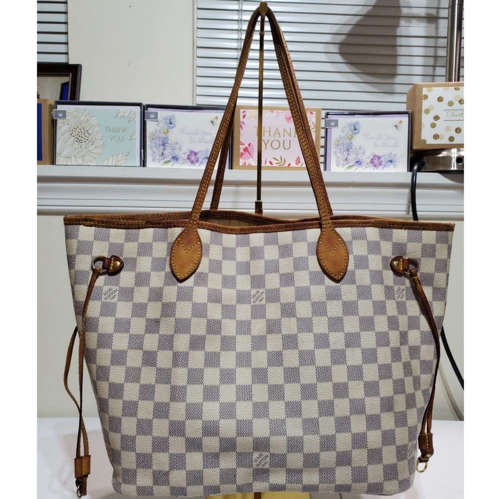 LOUIS VUITTON Damier Azur Neverfull MM Bag